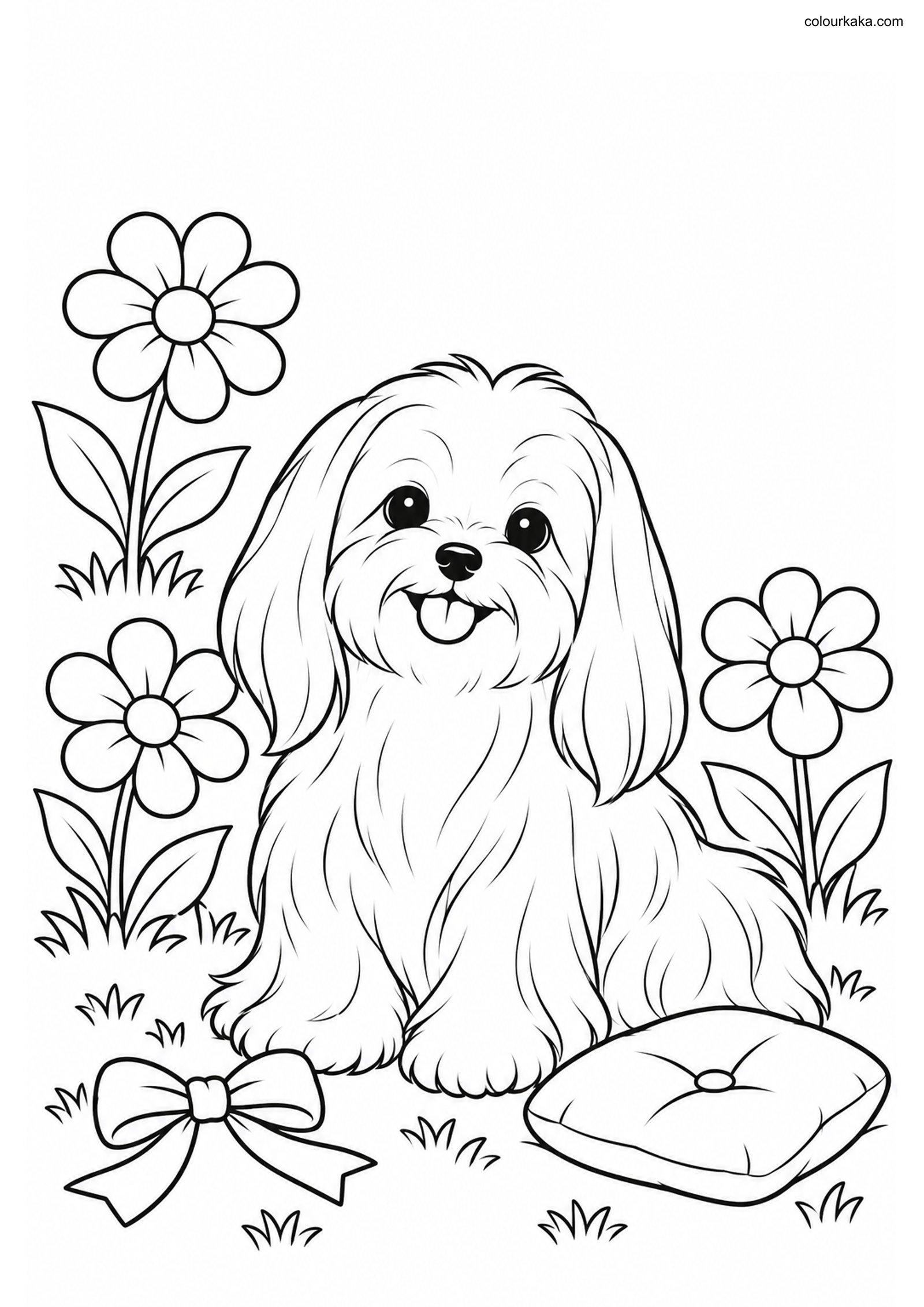 Maltese Puppy Colouring Page colouring page preview