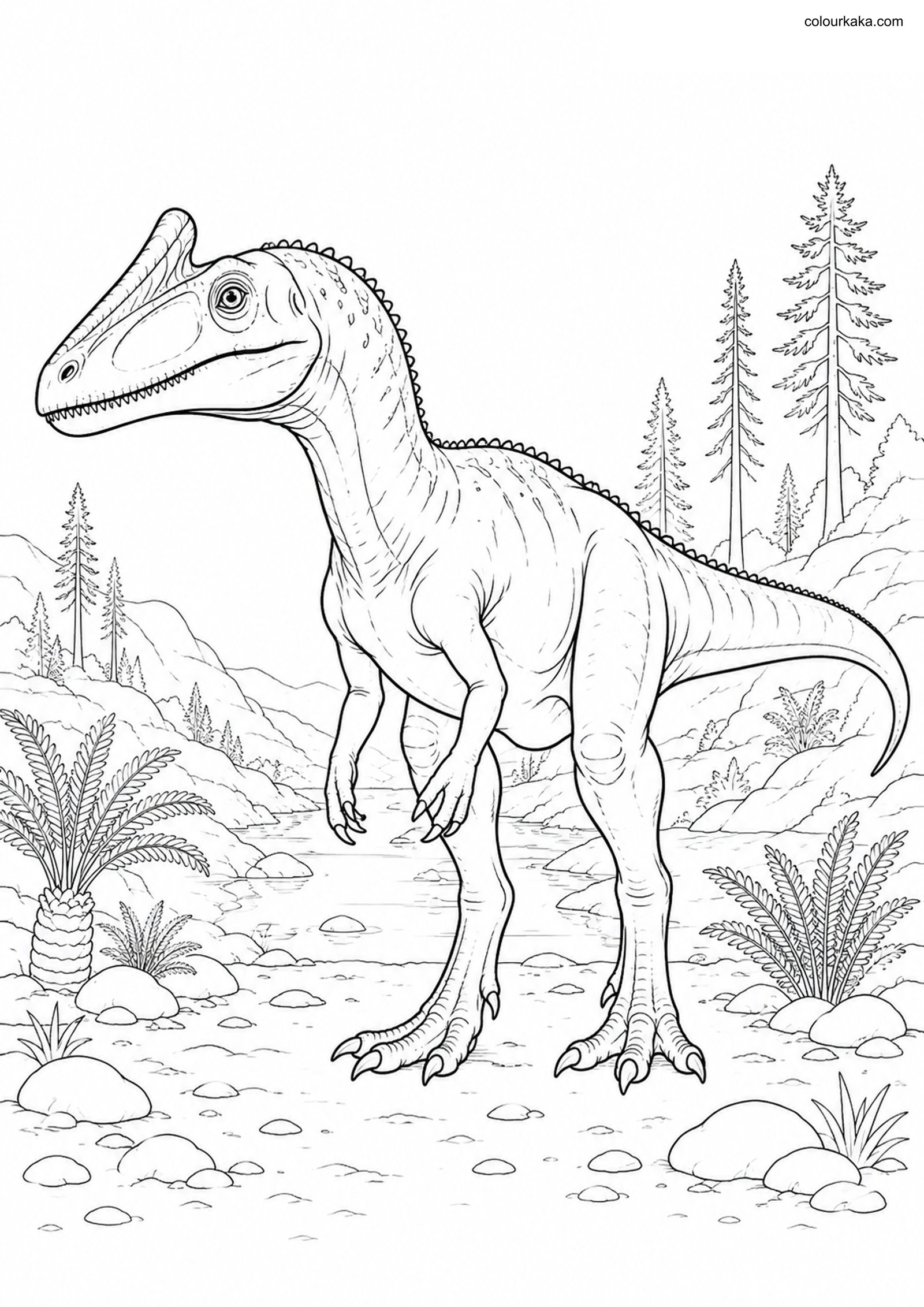 Monolophosaurus Colouring Page colouring page preview