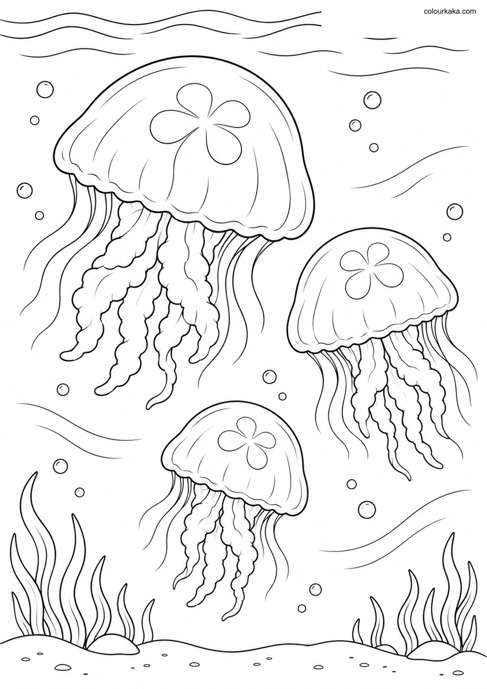 Moon Jellyfish Colouring Page colouring page preview