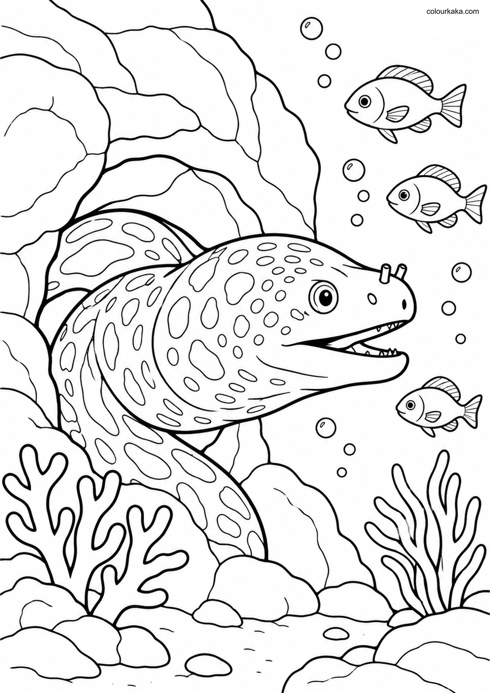 Moray Eel Reef Colouring Page colouring page preview