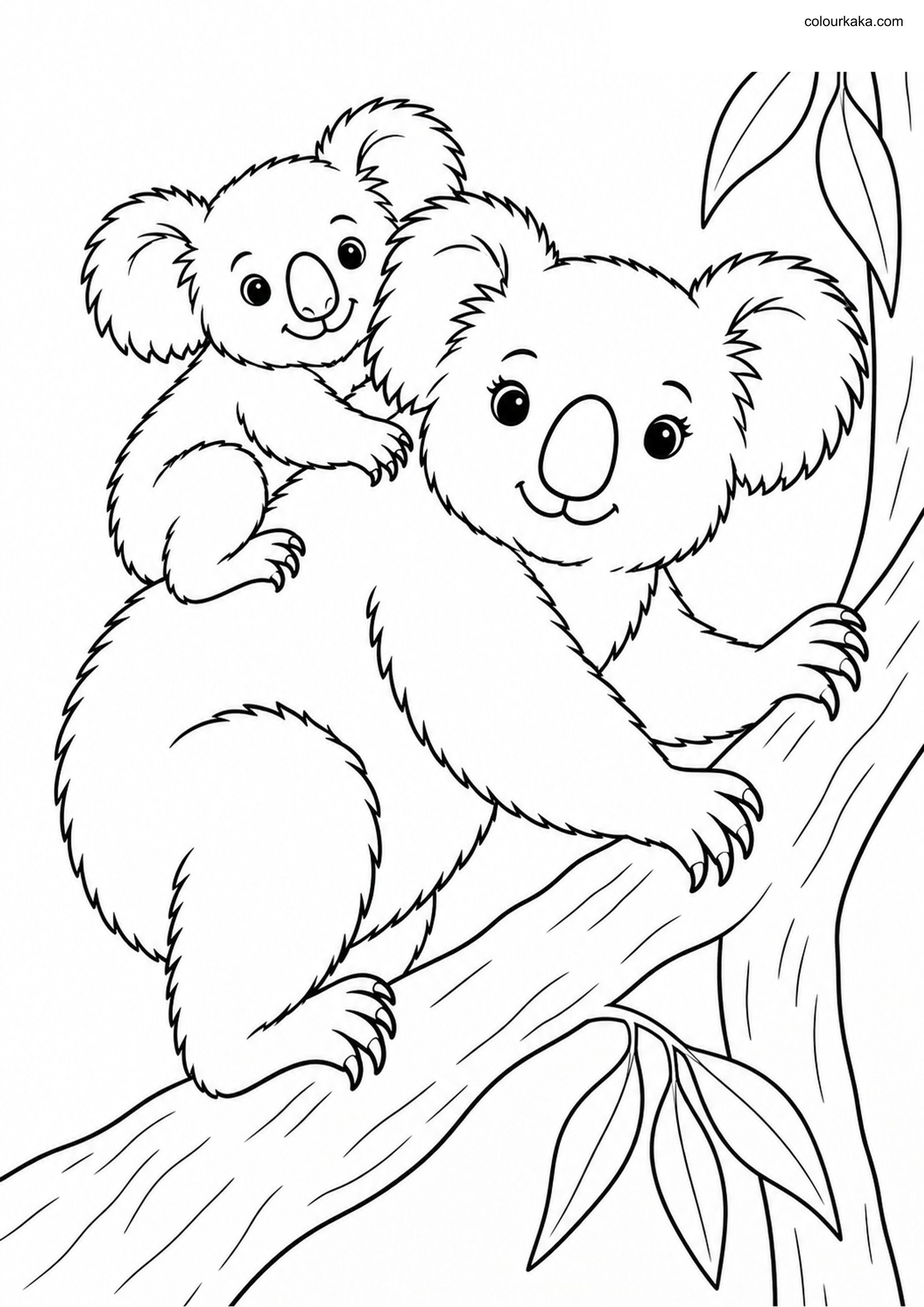 Mother Koala and Joey Colouring colouring page preview
