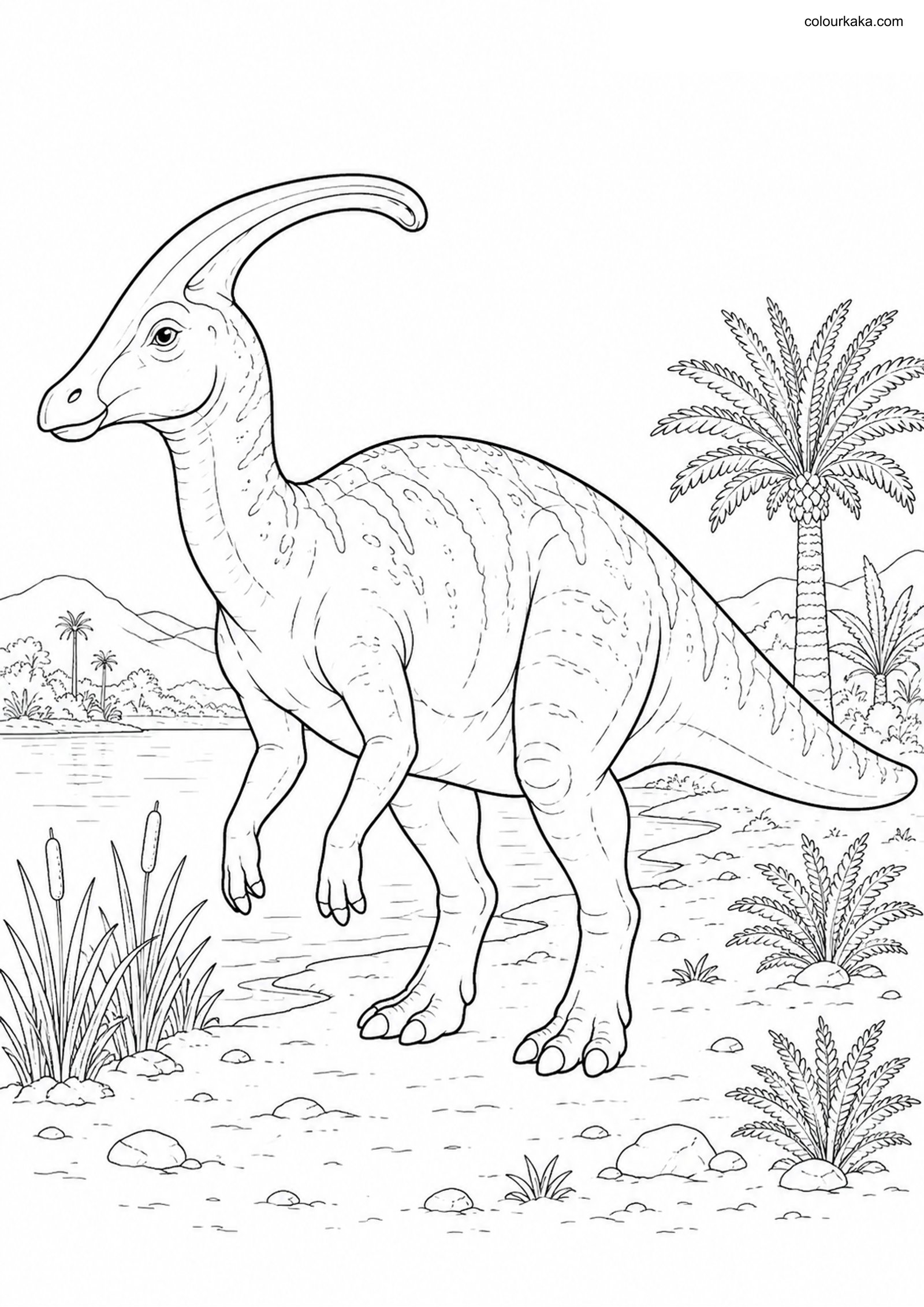 Parasaurolophus Colouring Page colouring page preview