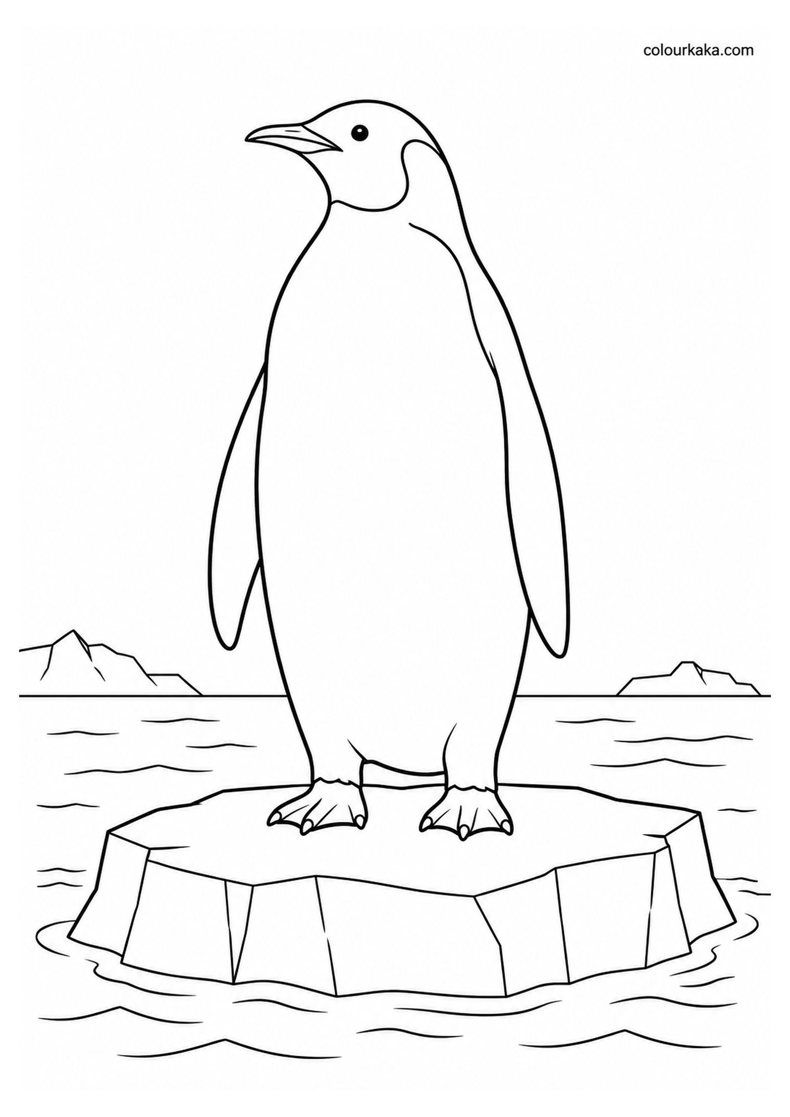 Penguin Resting on an Iceberg Colouring Page colouring page preview