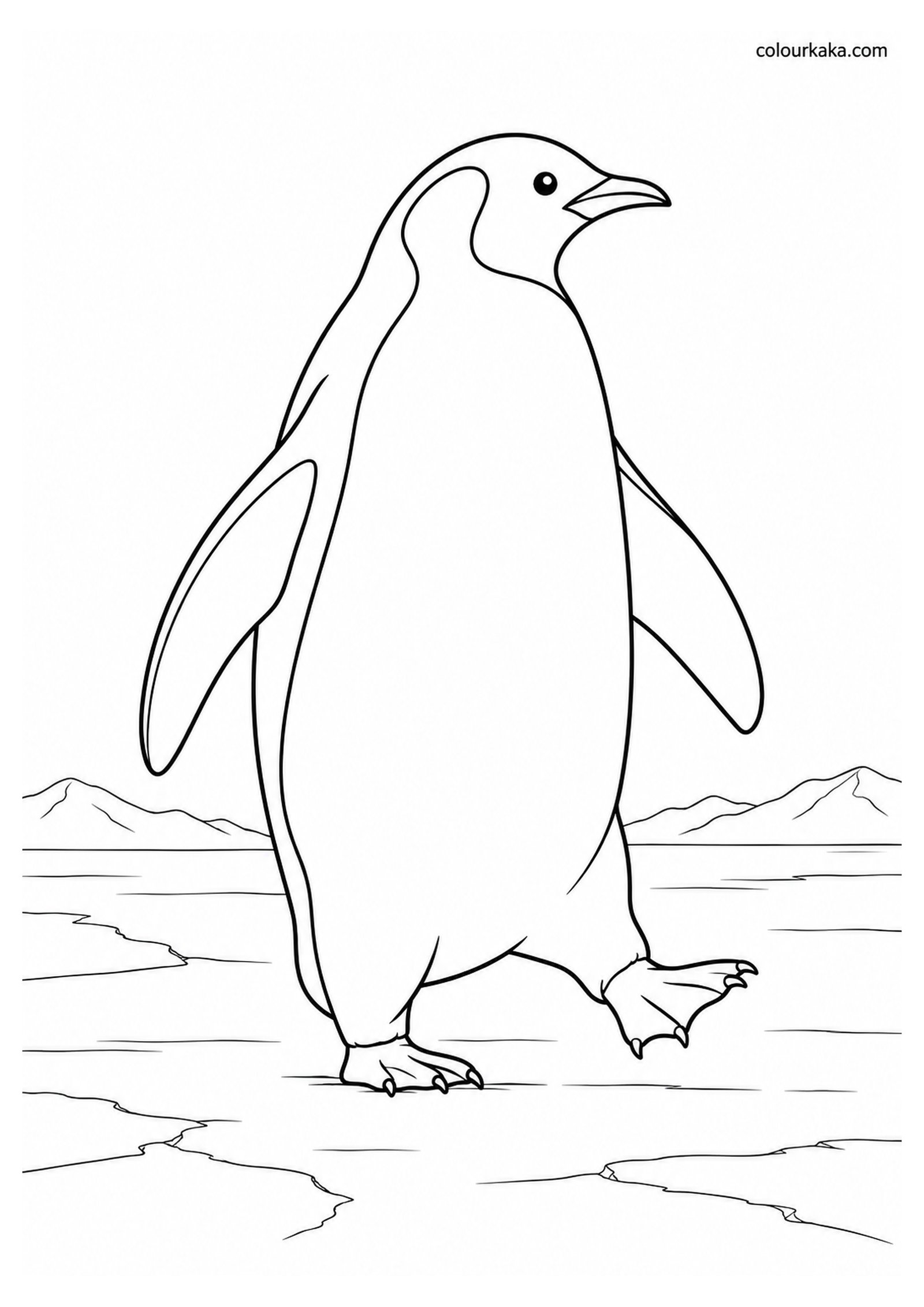 Penguin Walking on Ice Colouring Page colouring page preview