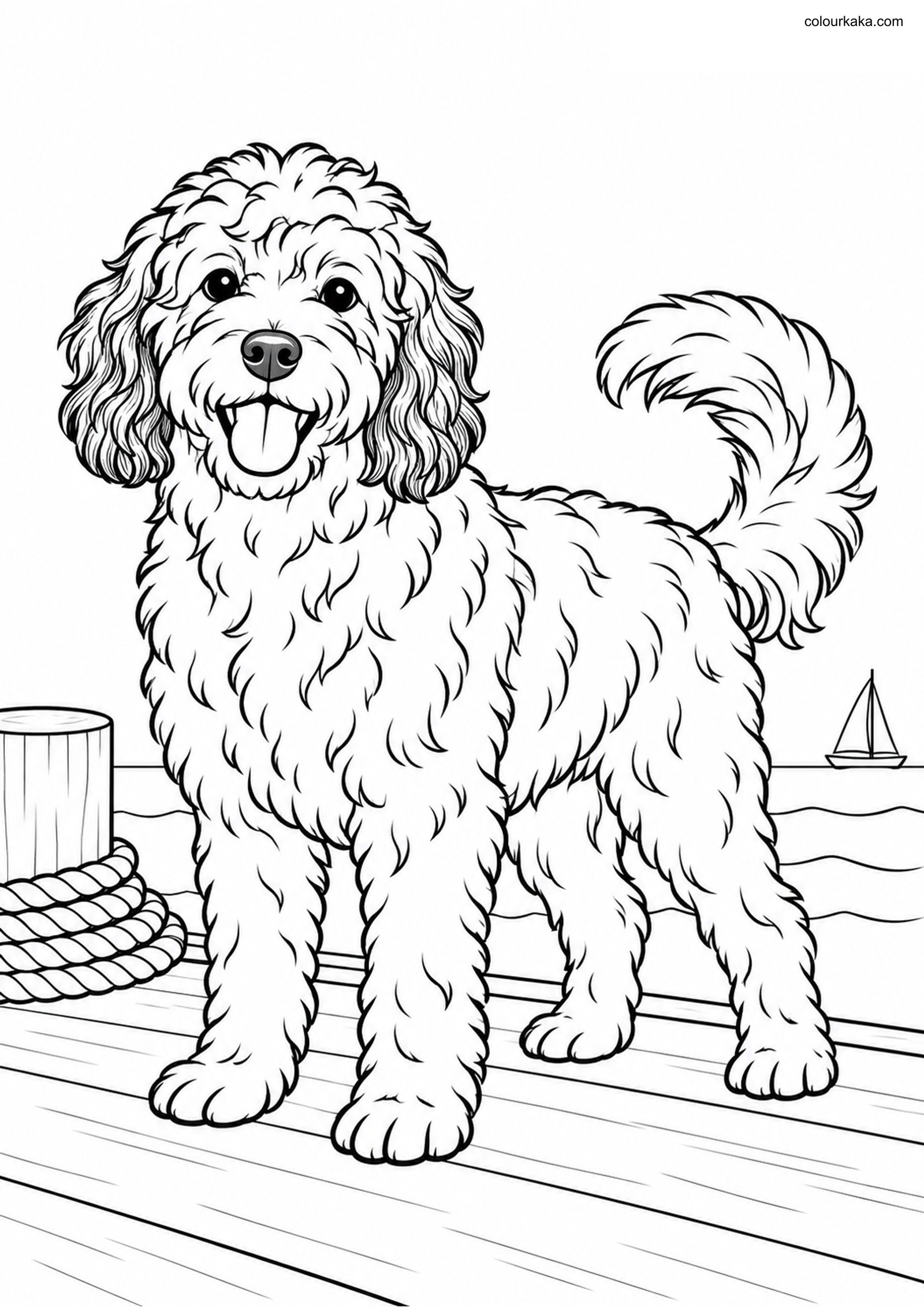 Portuguese Water Dog Page colouring page preview
