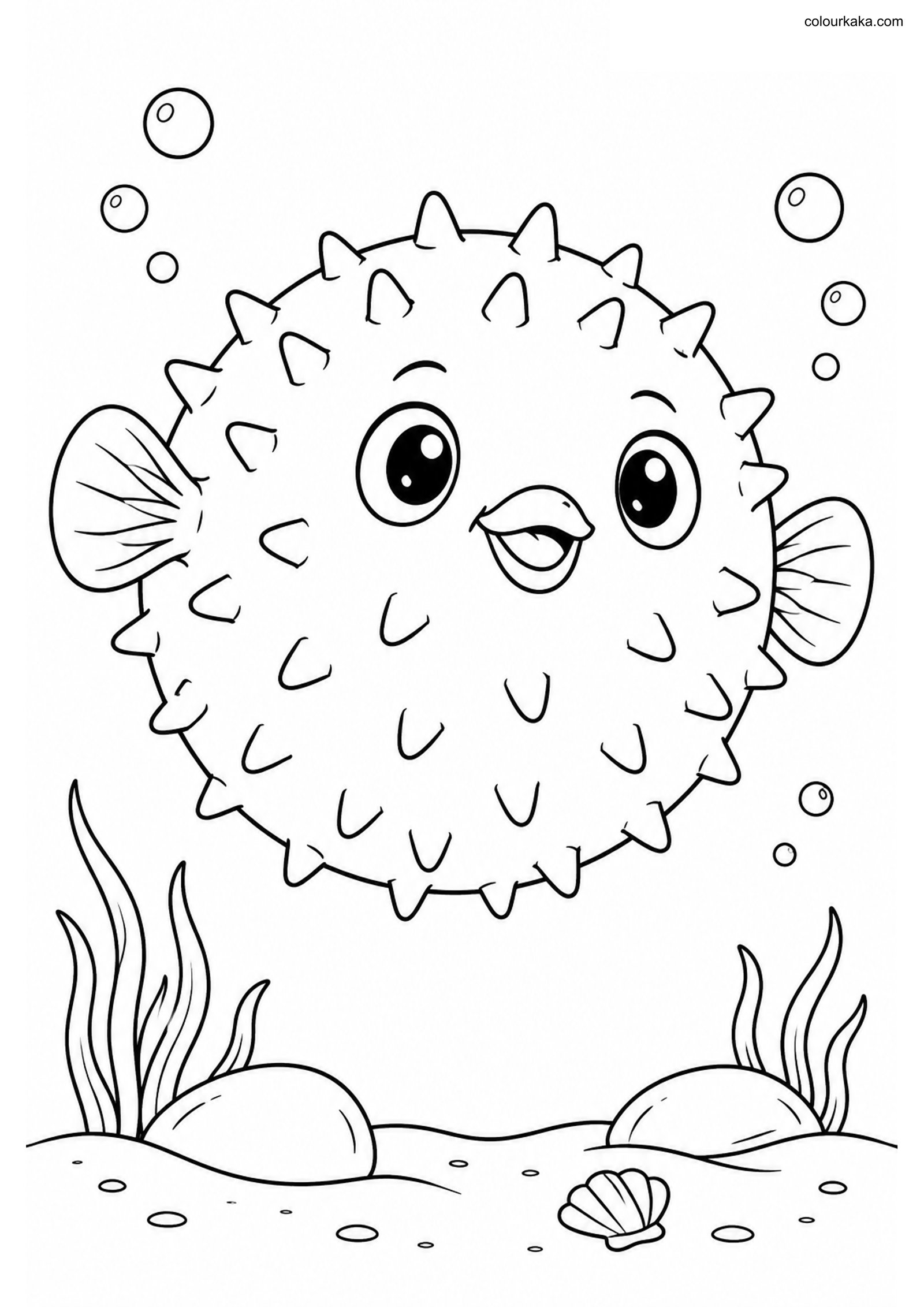 Pufferfish Colouring Page colouring page preview