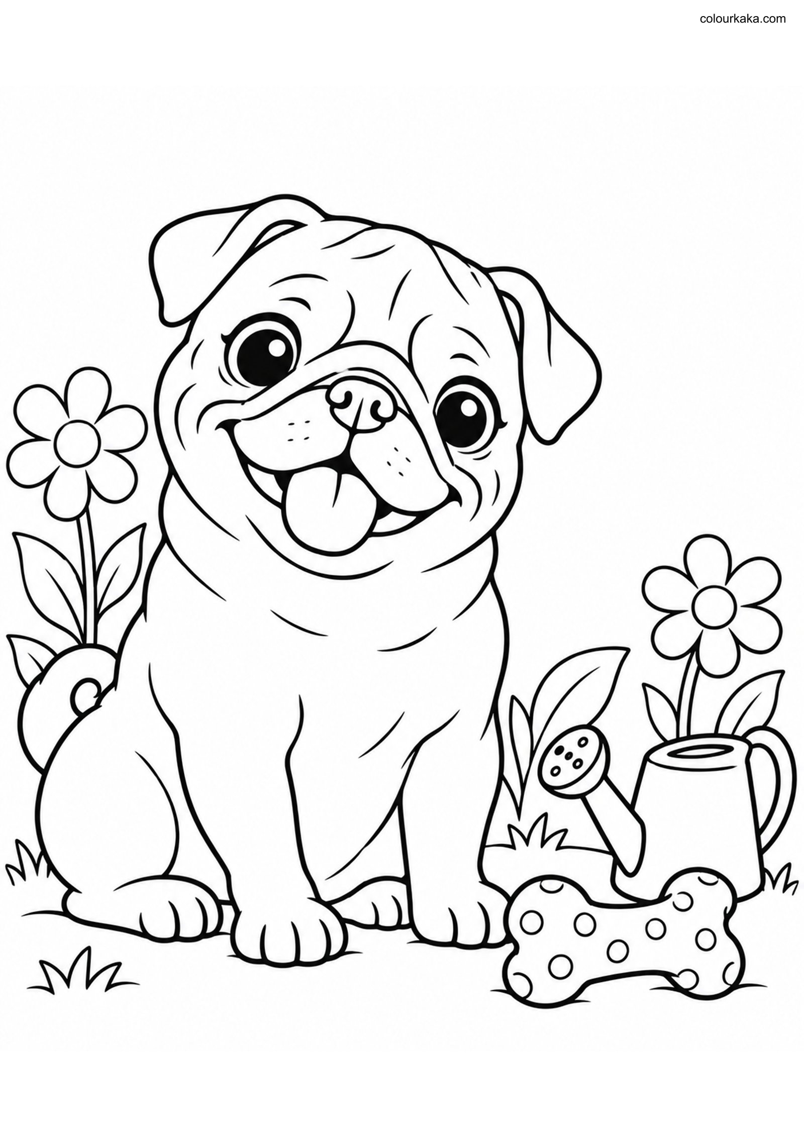Pug Dog Colouring Sheet colouring page preview