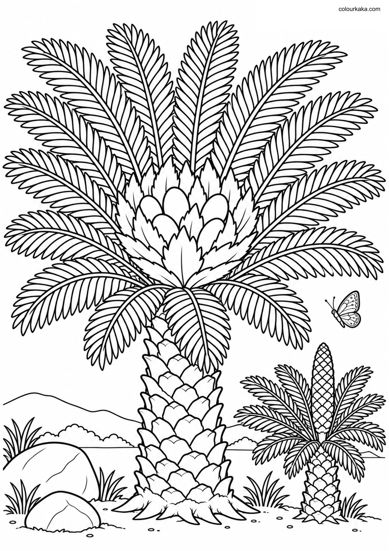 Sago Palm Cycad Colouring Page colouring page preview