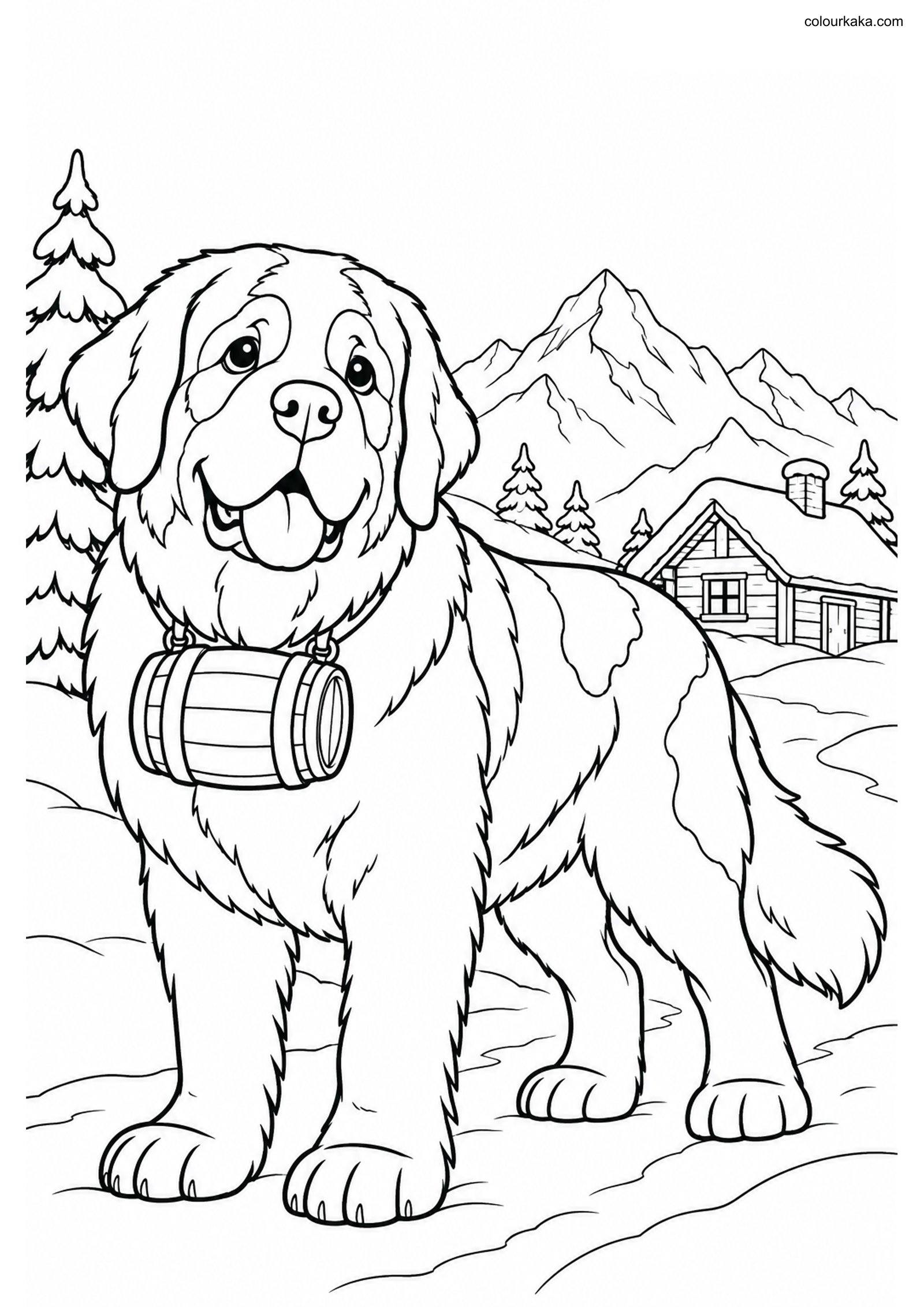 Saint Bernard Rescue Page colouring page preview