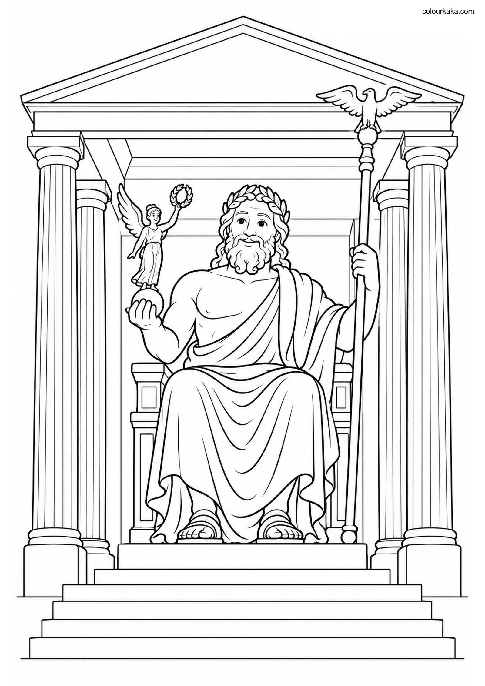 Statue of Zeus Colouring Page colouring page preview