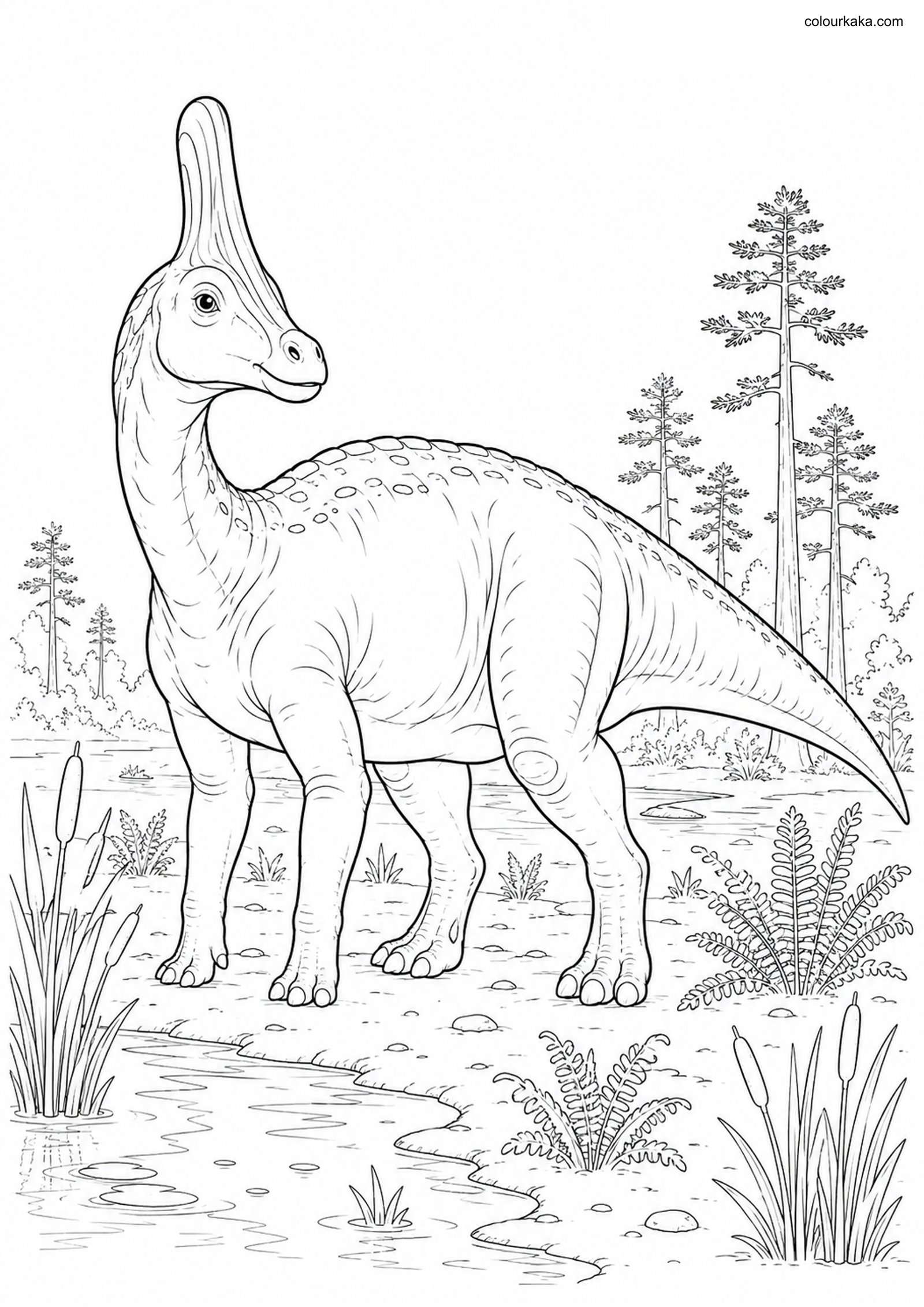 Tsintaosaurus Colouring Page colouring page preview