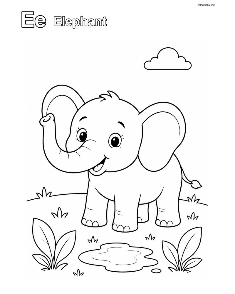 Ee Elephant Letter Colouring thumbnail
