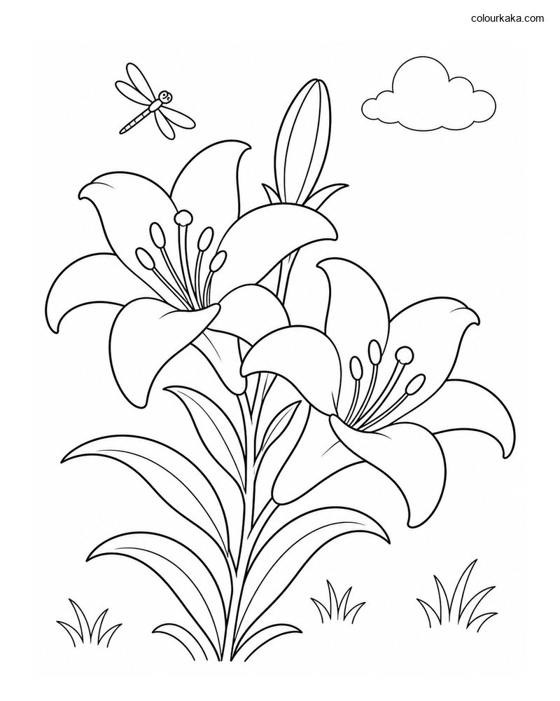 Lily Garden Colouring Page thumbnail