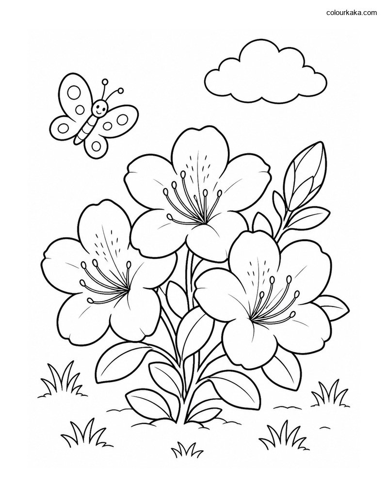 Azalea Blossom Colouring Page thumbnail