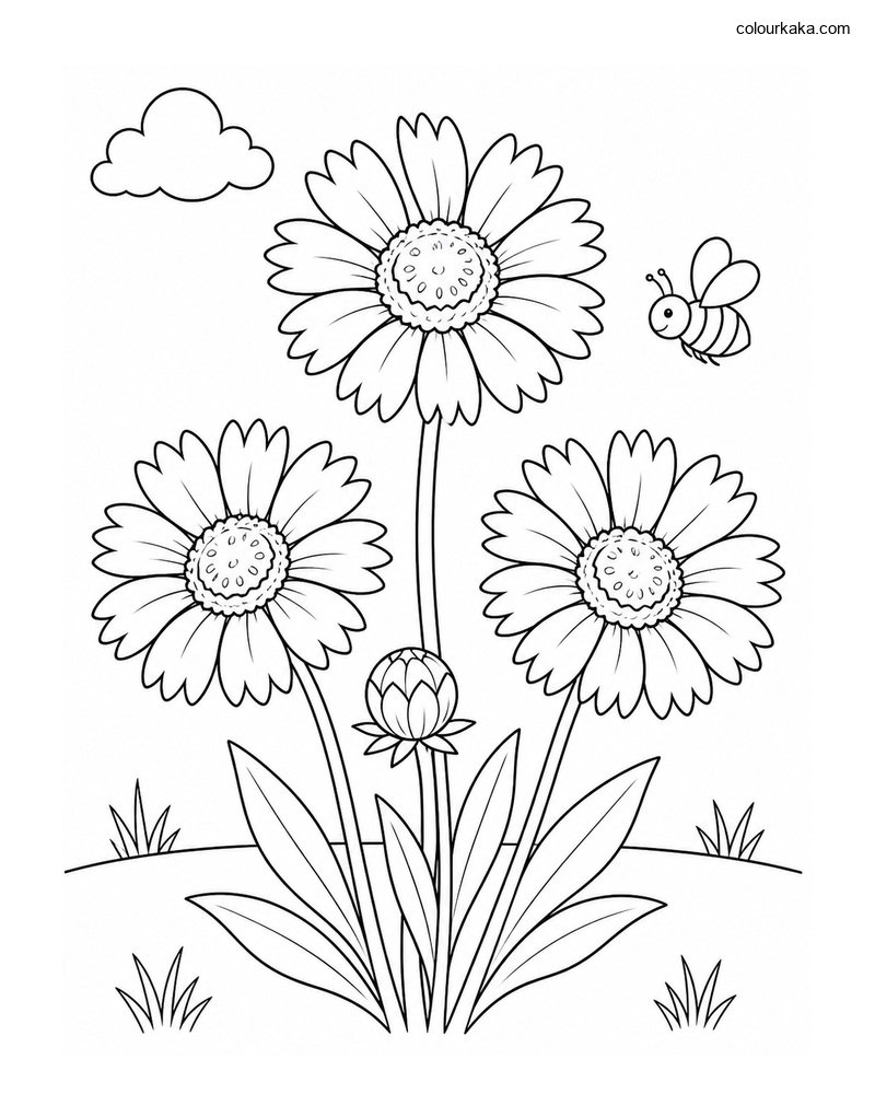 Gaillardia Flower Colouring thumbnail