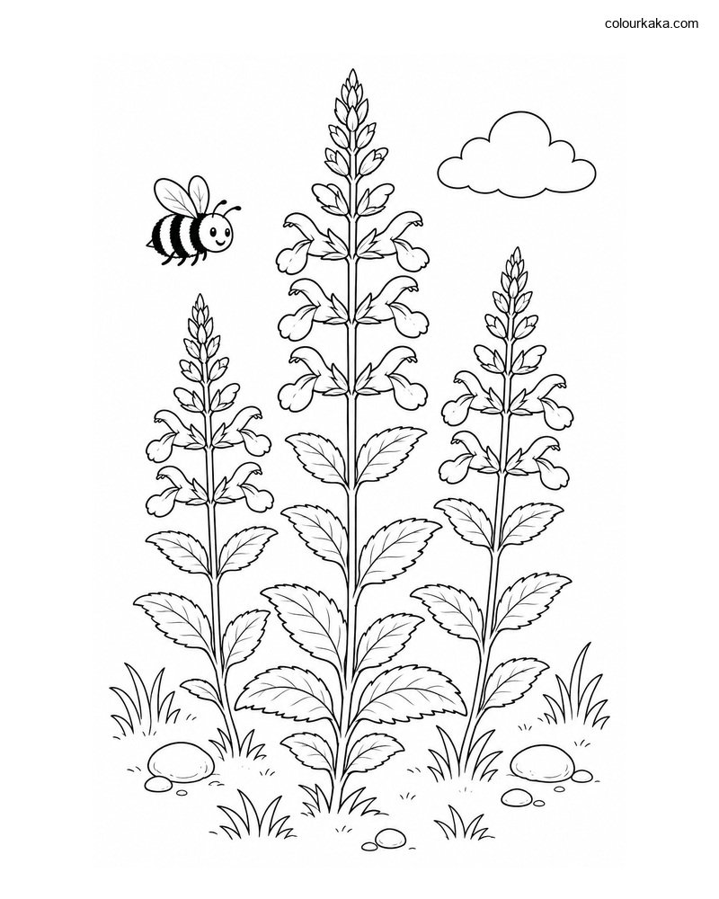 Salvia Flower Colouring Page thumbnail