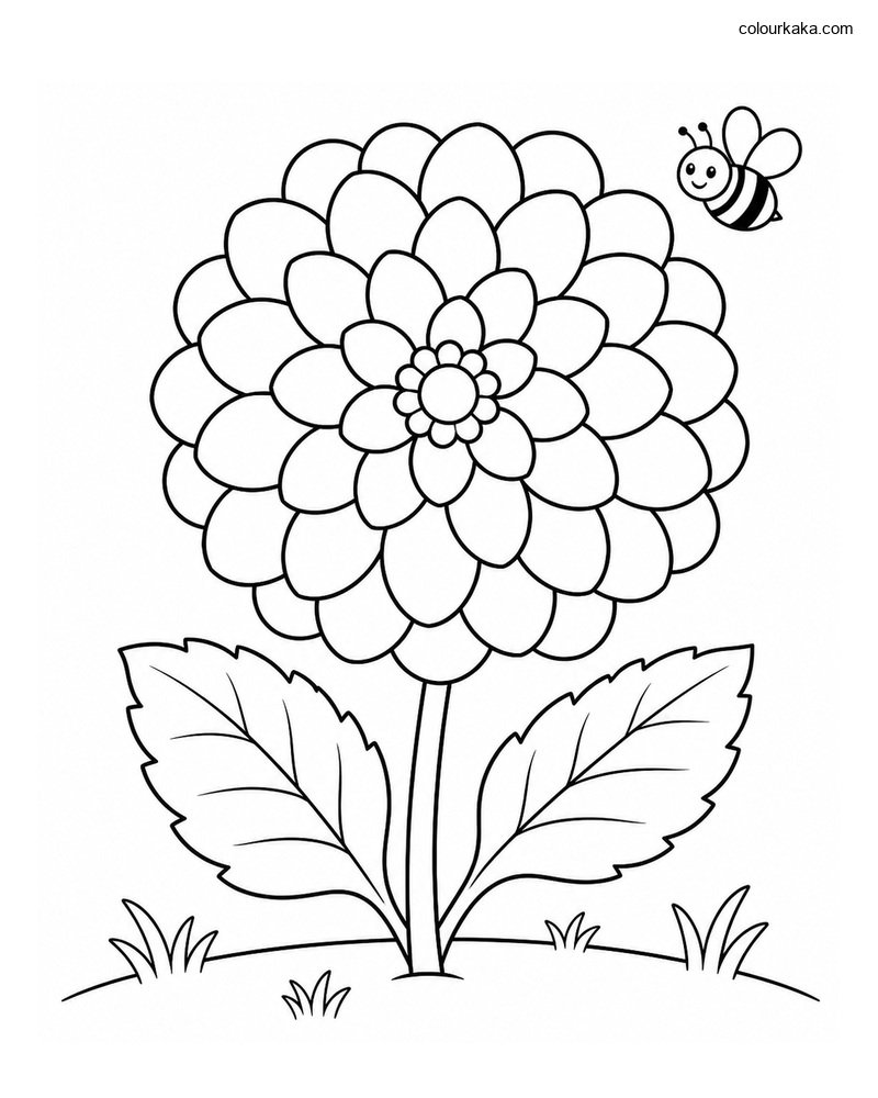 Dahlia Garden Colouring Page thumbnail