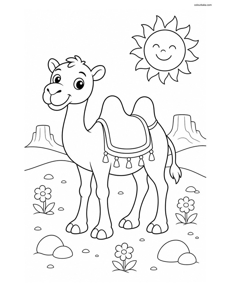 Sunny Desert Day Colouring Page thumbnail