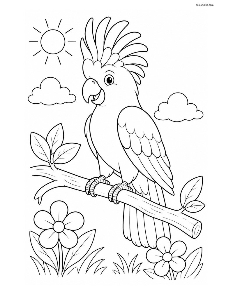 Cockatoo Coloring Sheet for Kids thumbnail