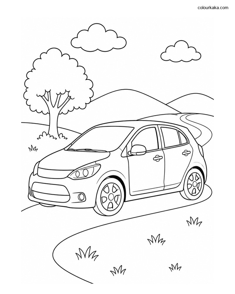 Car Road Trip Colouring Page thumbnail