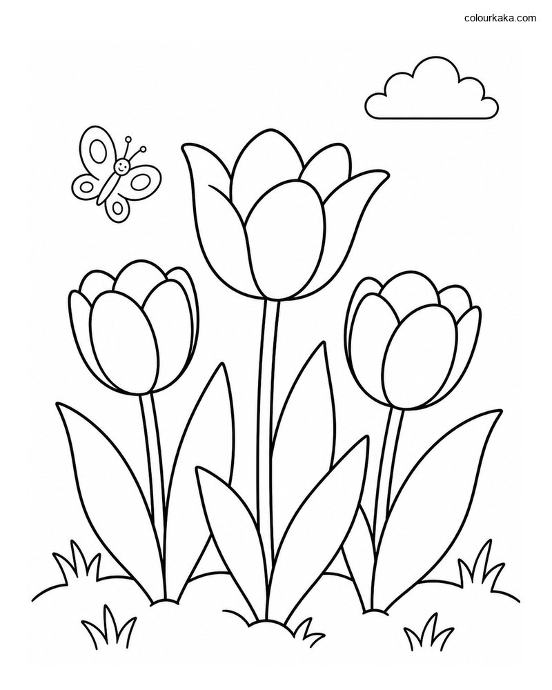 Tulip Spring Colouring Page thumbnail