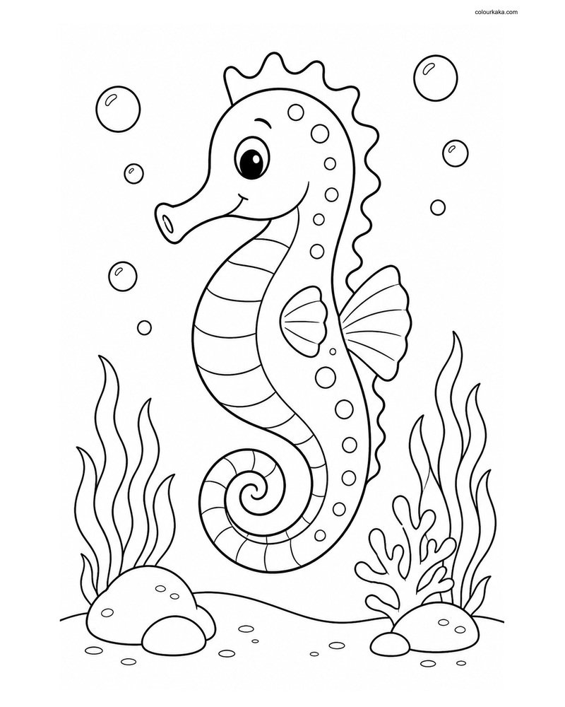Cute Seahorse Colouring Page thumbnail