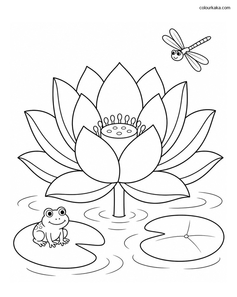 Lotus Pond Colouring Sheet thumbnail