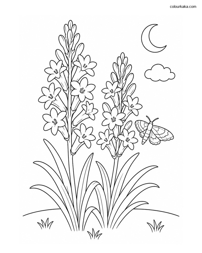Tuberose Garden Colouring Page thumbnail