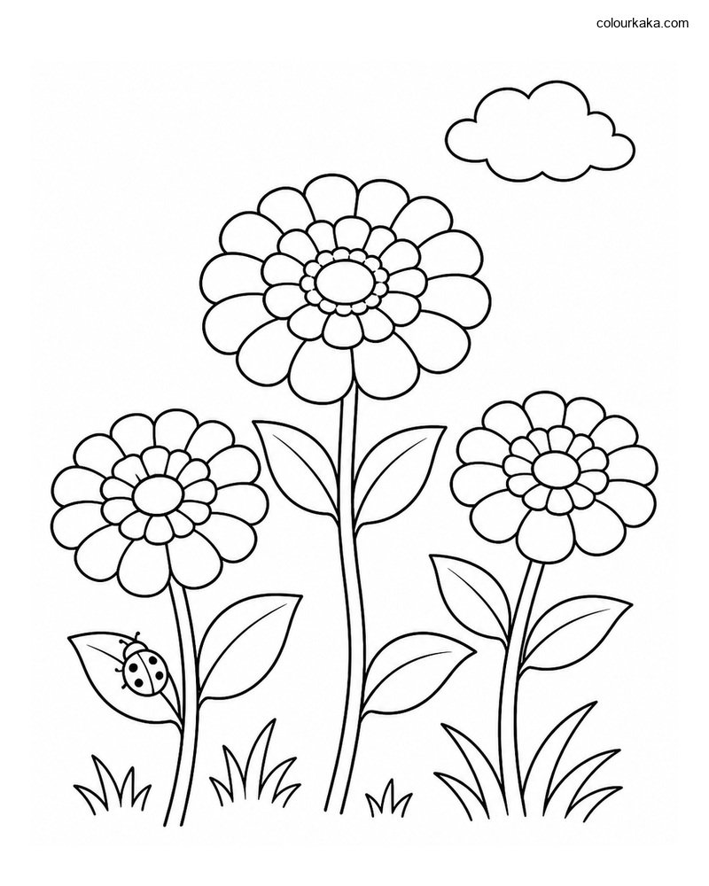 Zinnia Garden Colouring Sheet thumbnail