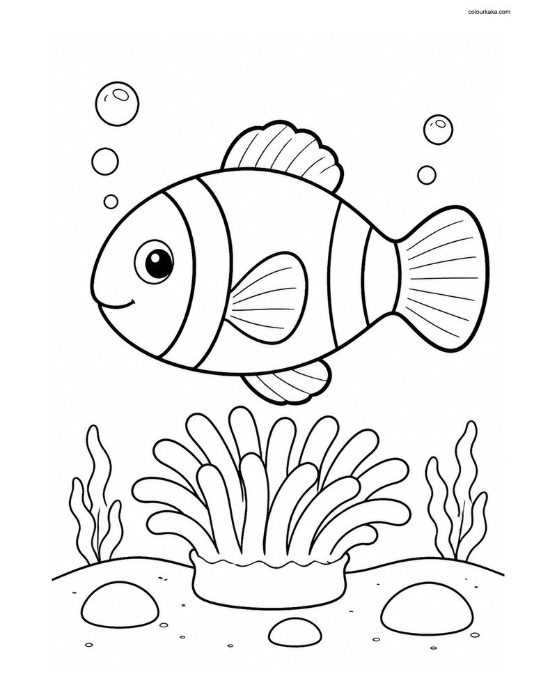 Happy Clownfish Colouring Page thumbnail