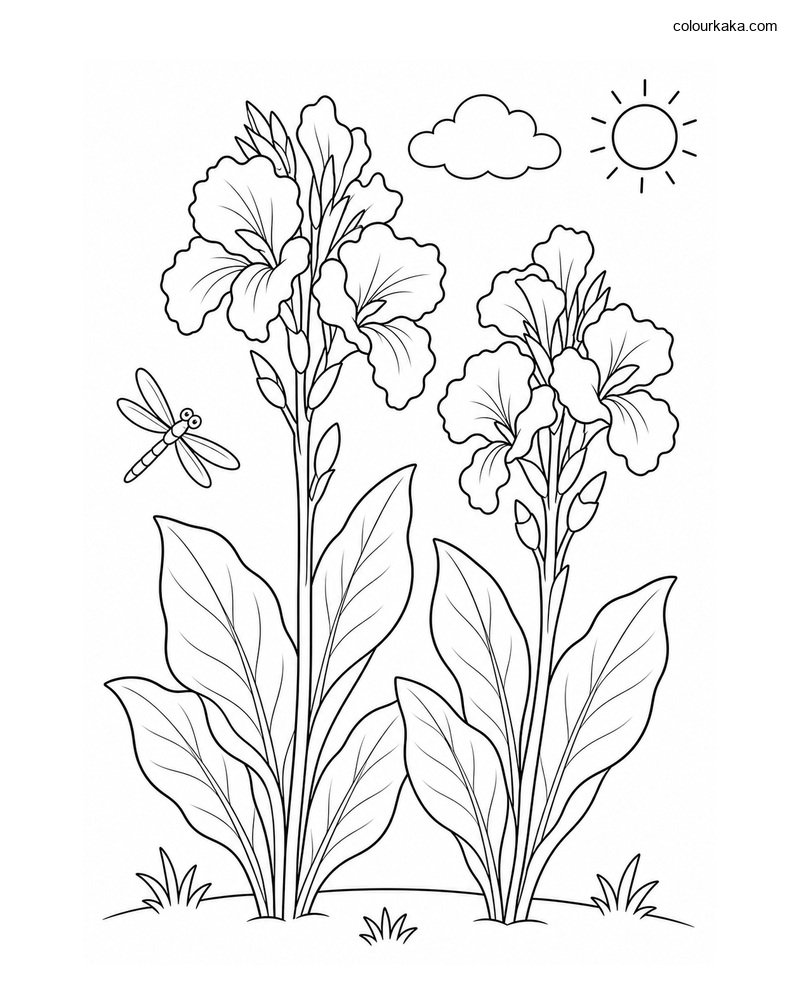 Canna Lily Colouring Page thumbnail