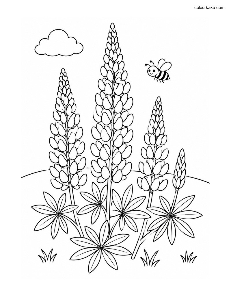 Lupine Meadow Colouring Page thumbnail