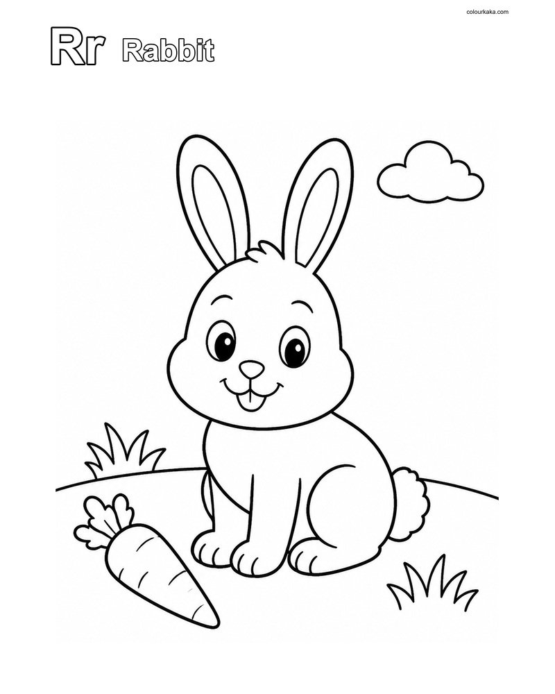 Rr Rabbit Letter Colouring thumbnail