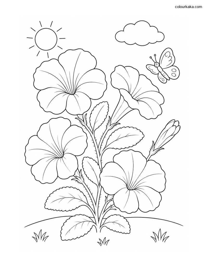 Petunia Garden Colouring Page thumbnail