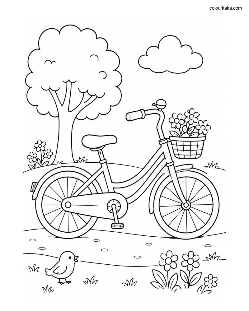 Bicycle Park Colouring Page thumbnail