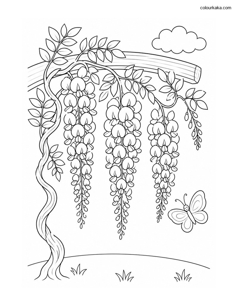 Wisteria Garden Colouring Page thumbnail