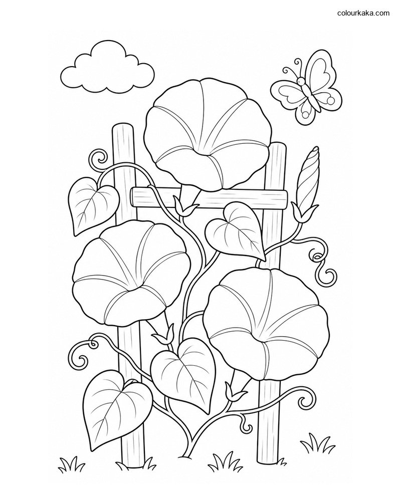 Morning Glory Colouring Page thumbnail