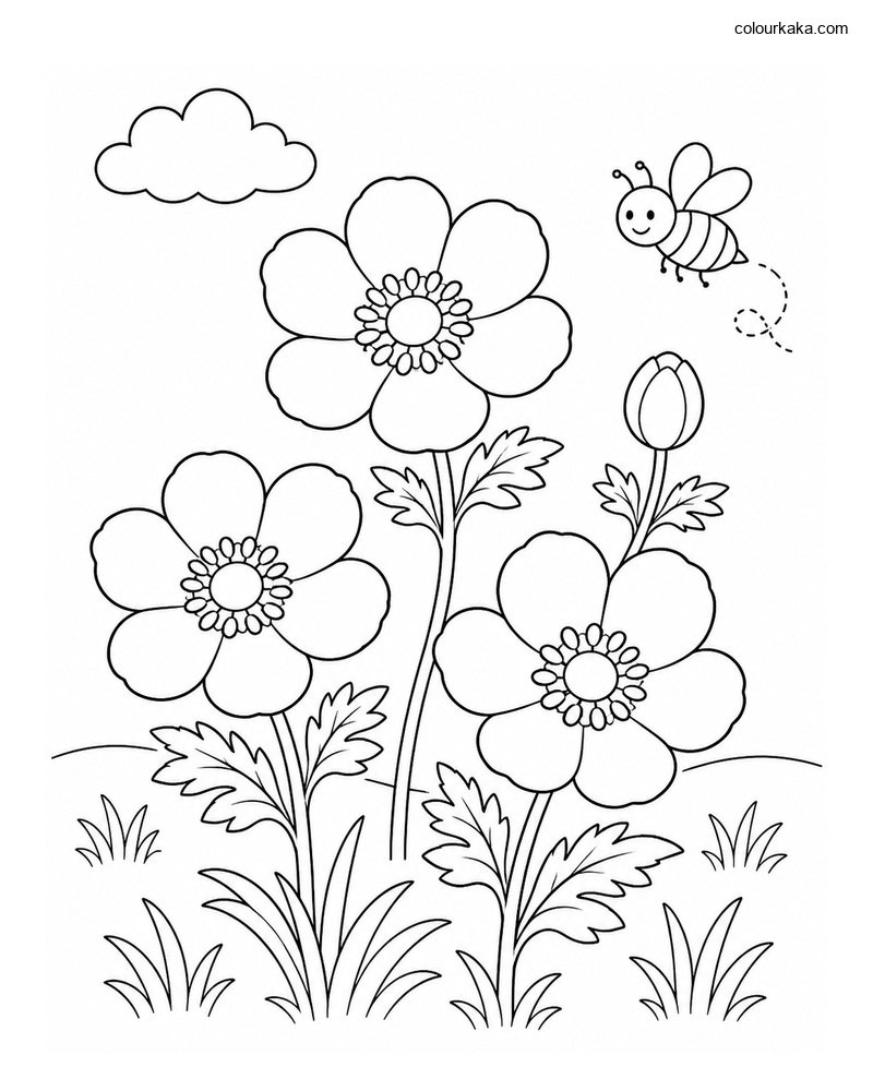 Anemone Garden Colouring Page thumbnail