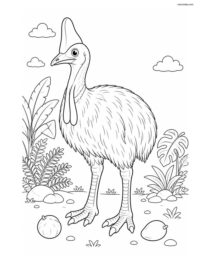 Cassowary Colouring Art for Kids thumbnail
