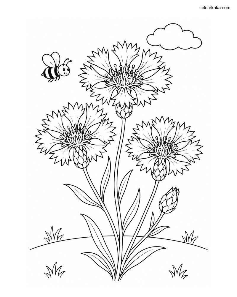 Bachelor's Button Colouring thumbnail