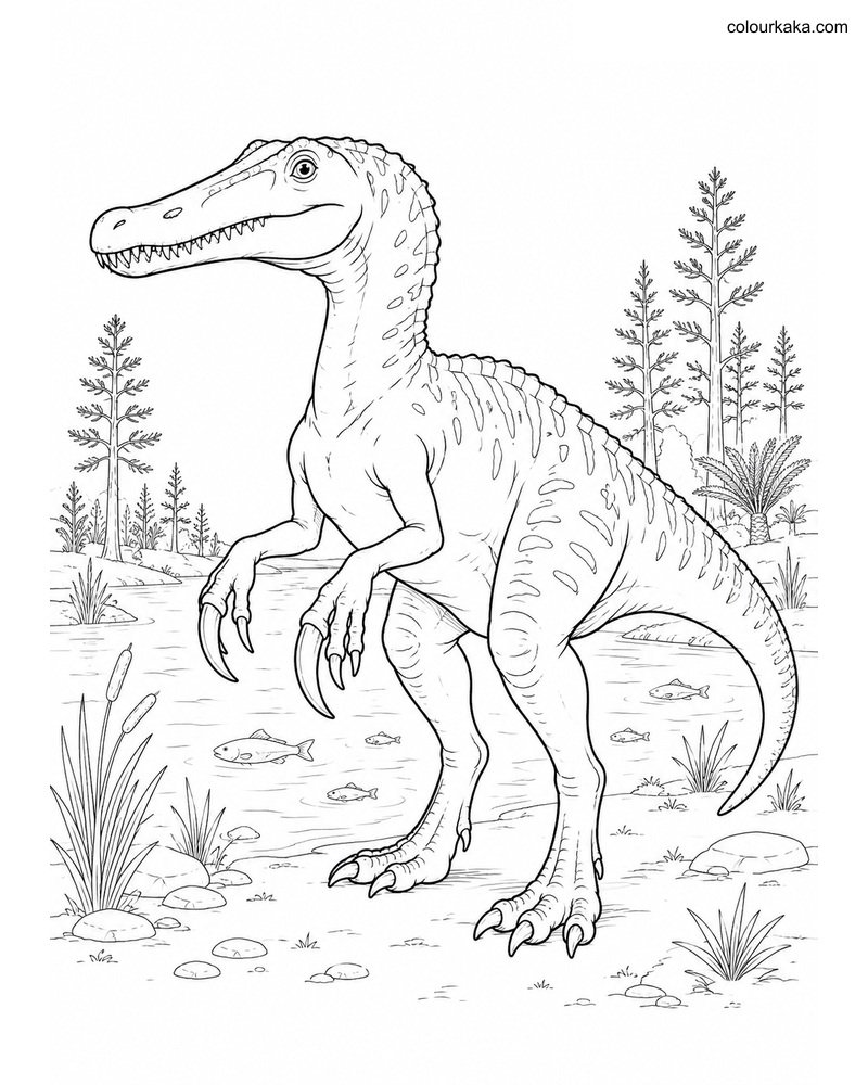 Baryonyx Colouring Page thumbnail