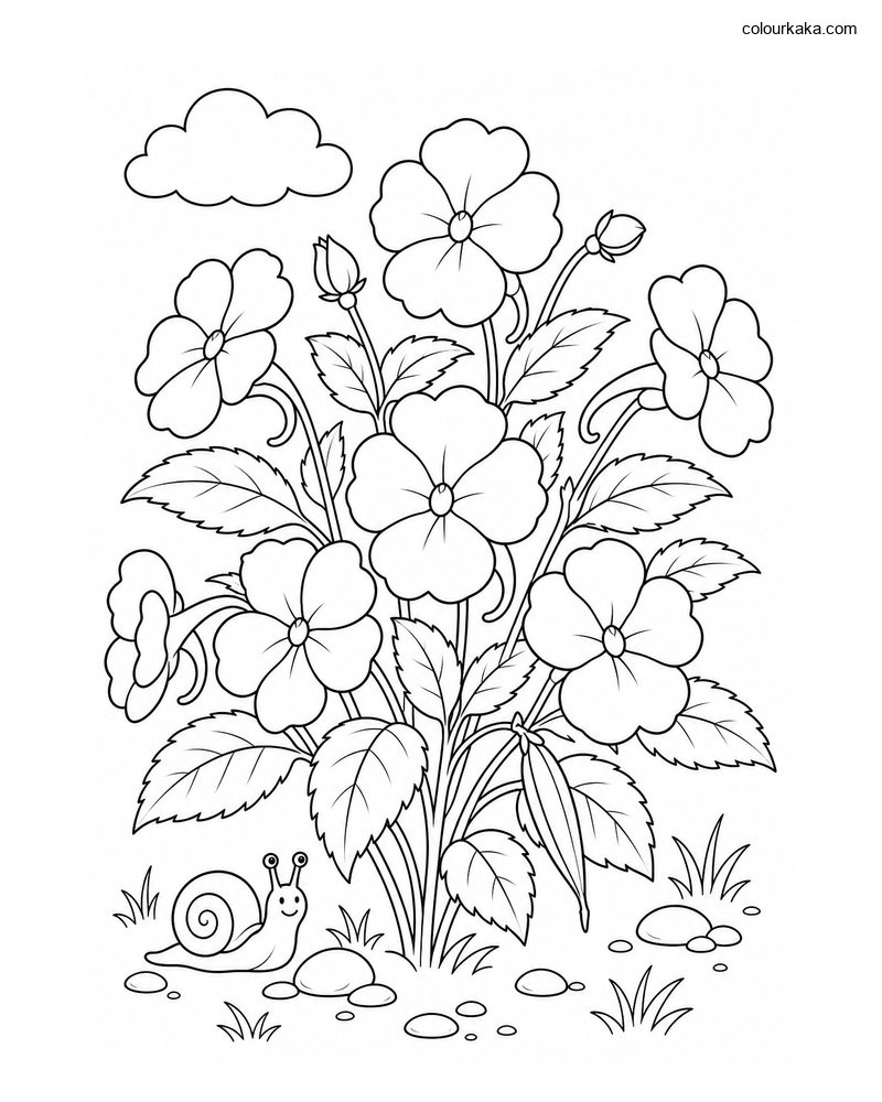 Impatiens Garden Colouring Page thumbnail