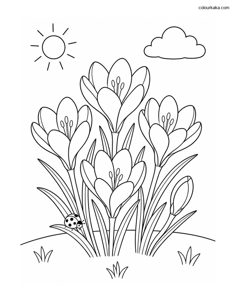 Crocus Spring Colouring Page thumbnail