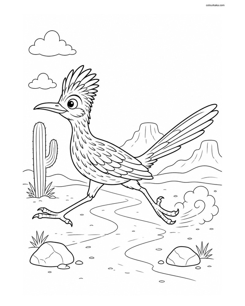 Roadrunner Desert Bird Colouring Poster thumbnail