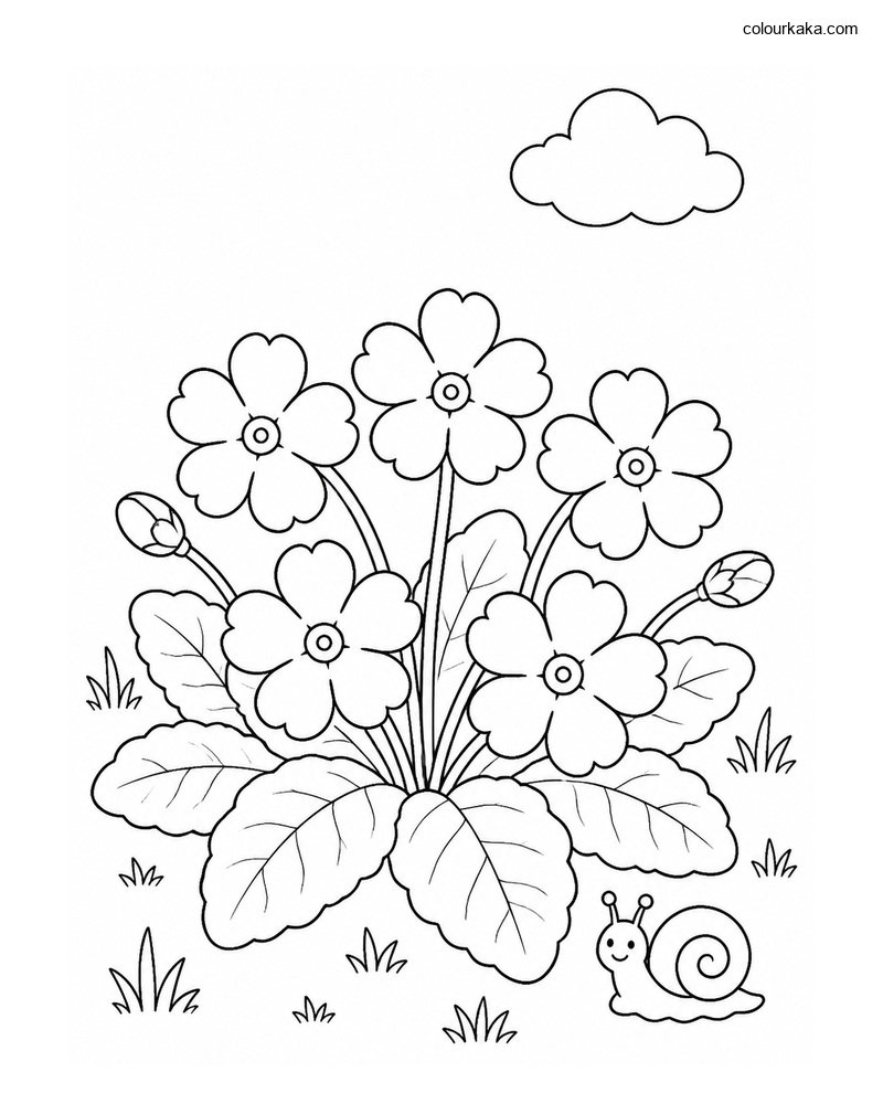 Primrose Spring Colouring Page thumbnail