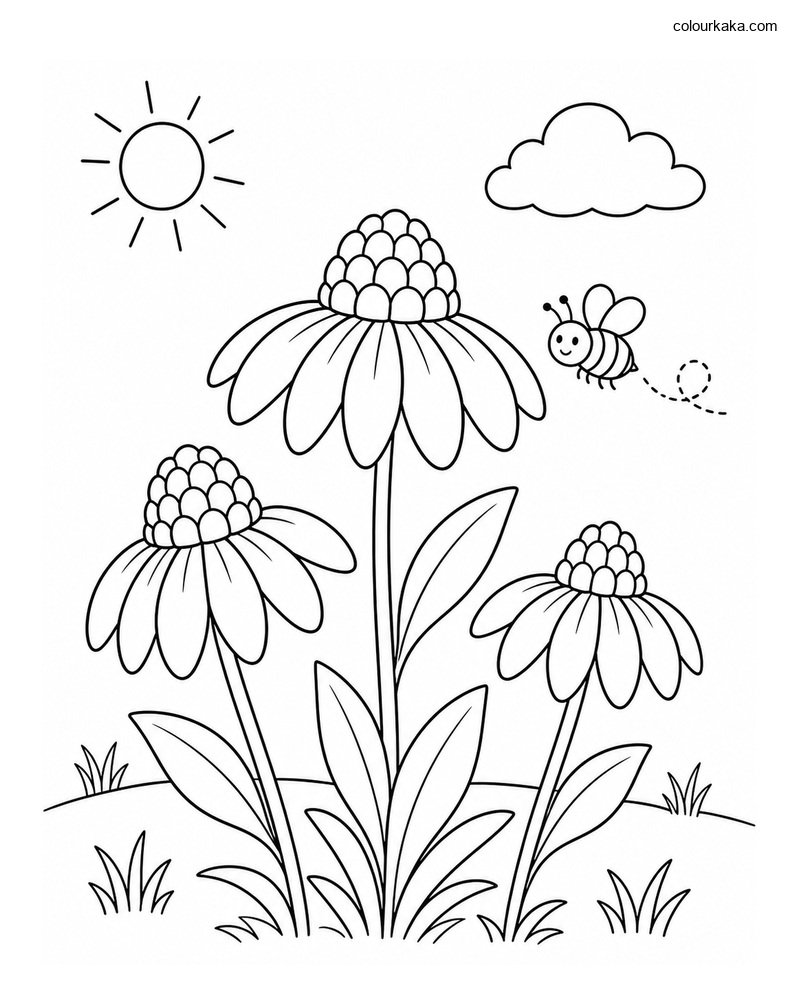 Coneflower Garden Colouring thumbnail