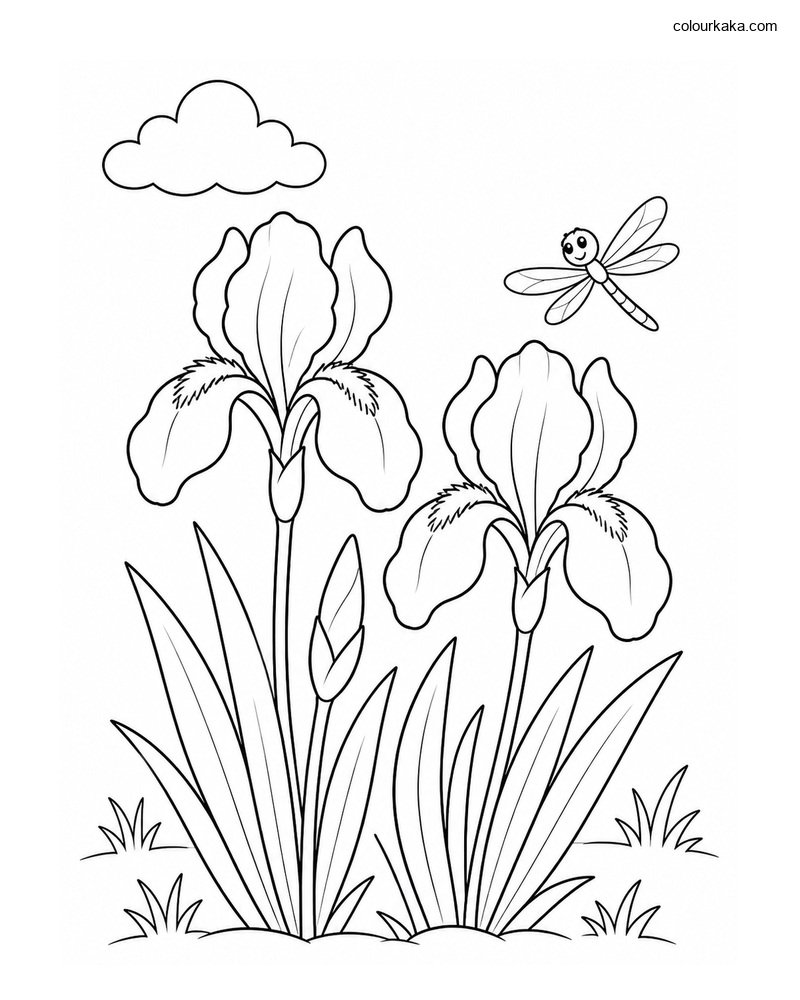 Iris Garden Colouring Page thumbnail