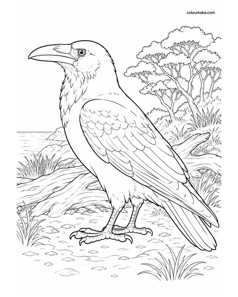 Chatham Raven Colouring Page thumbnail