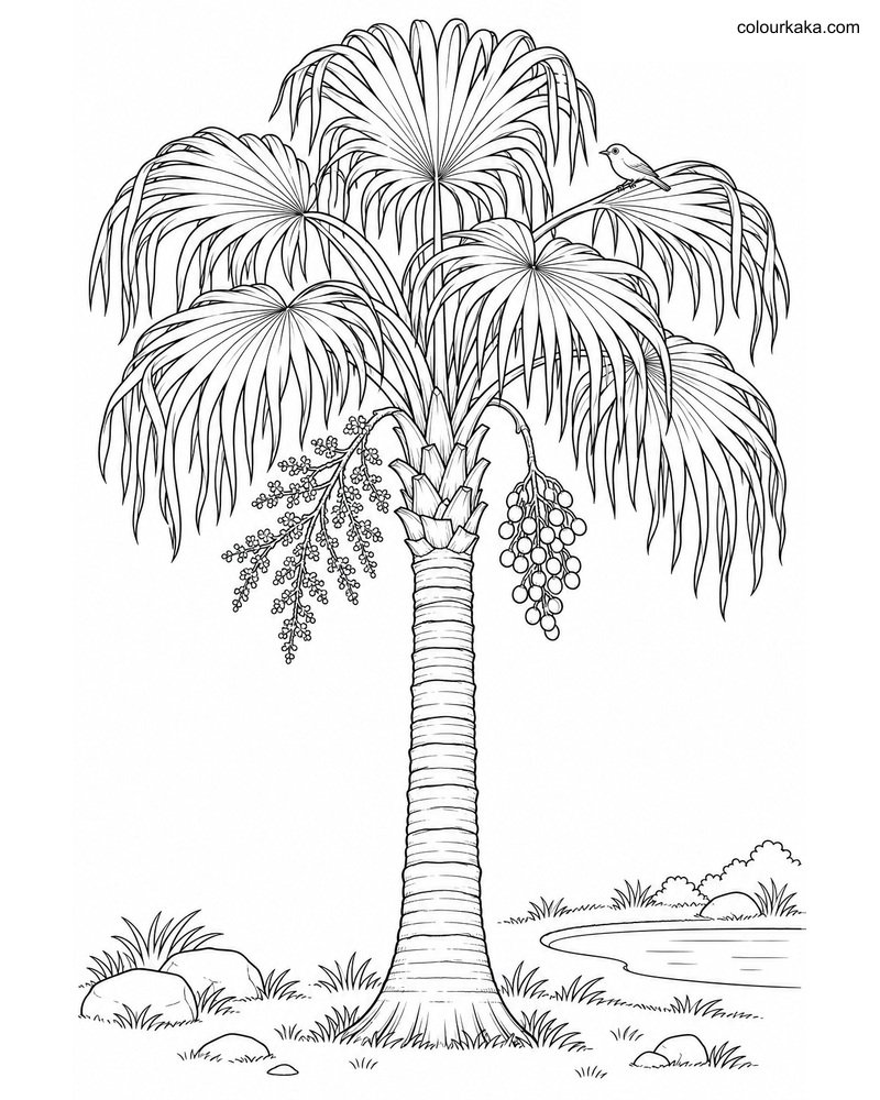 Chinese Fan Palm Colouring Page thumbnail