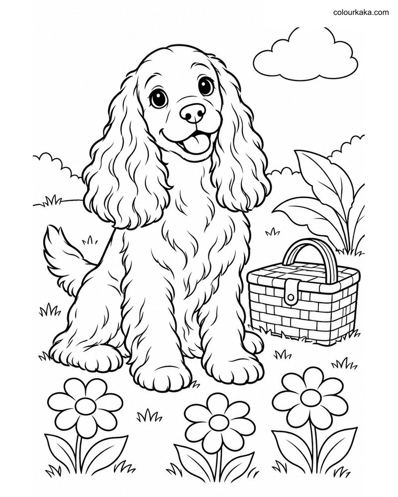 Cocker Spaniel Colouring Page thumbnail
